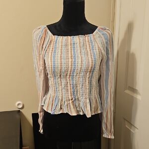 Striped Smocked Women's Top